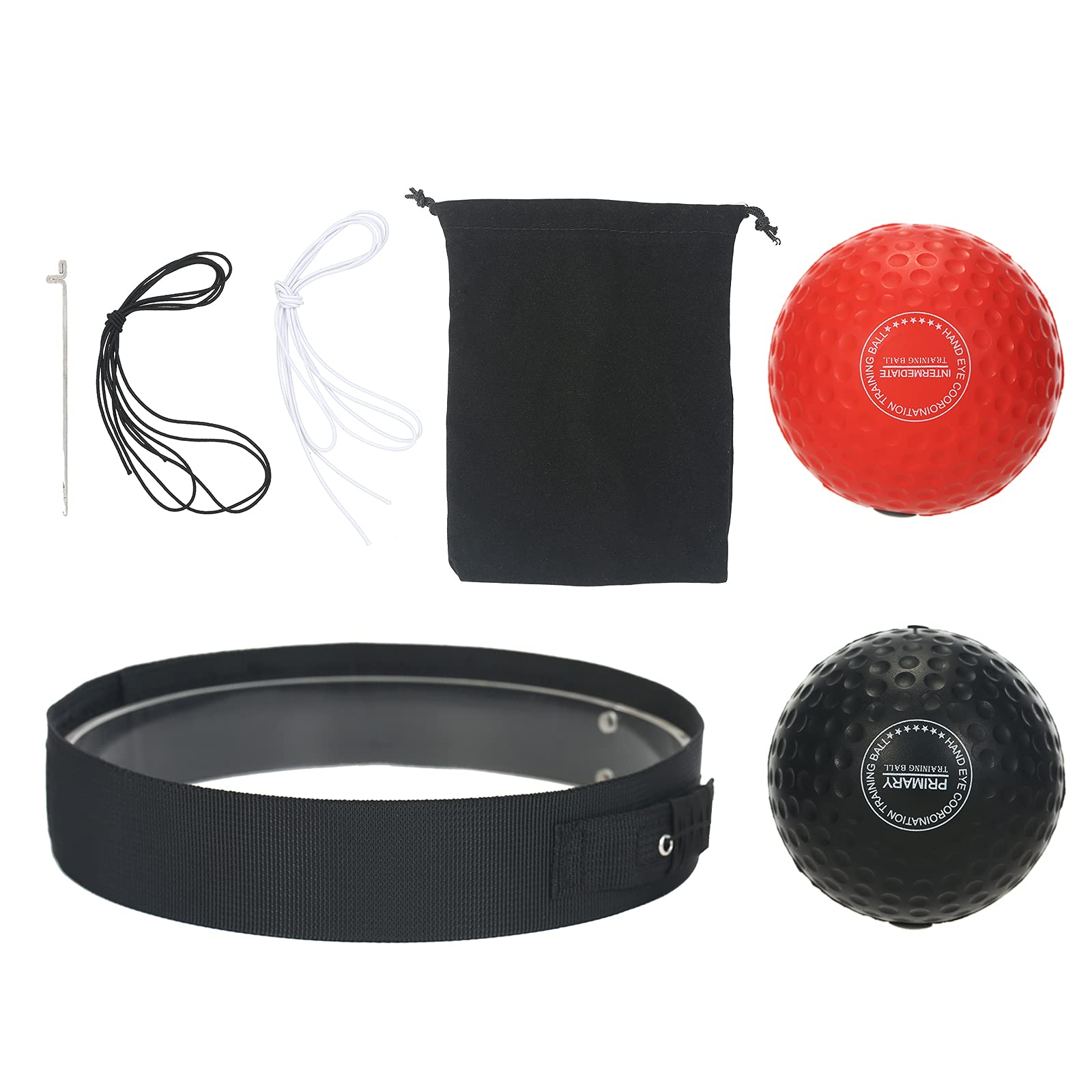 Boxing Reflex Ball Set with Storage Bag 2 Reaction Balls for Reflex Accuracy Focus and Hand Eye Coordination Training Boxing Equipment (Multicolor) -Layfoo