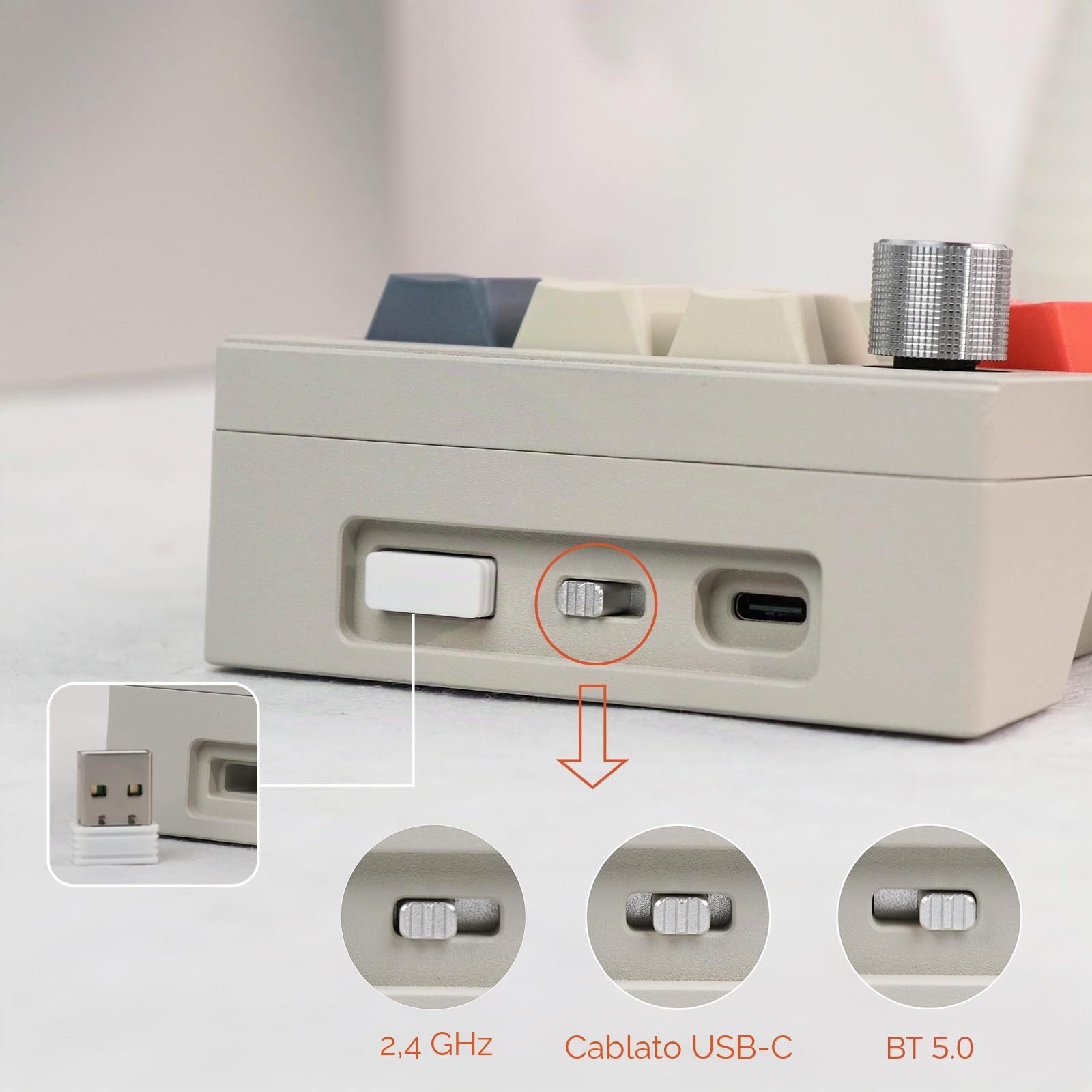 EPOMAKER CIDOO V21 Tastiera Numerica a Guarnizione, Programmabile VIA, Tastierino Numerico Sostituibile a Caldo Bluetooth 5.0/2.4ghz/Wired con Custodia in Lega di Alluminio, Schiuma Poron per E-sport