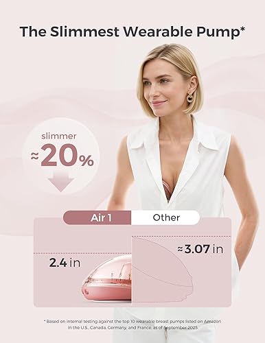 Miniatura 2 de Momcozy Air 1 Extractor de leche ultrafino, bomba portátil manos libres con estuche de carga inalámbrica y control de aplicación con modo automático