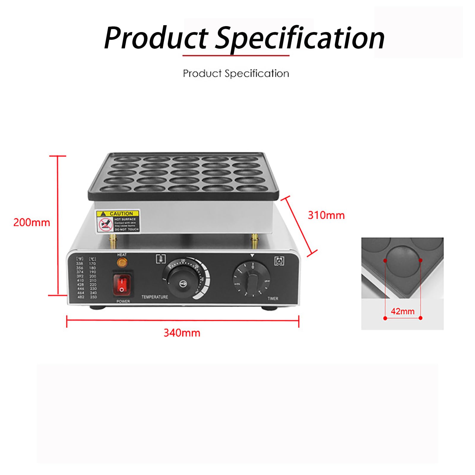Máquina Para Hacer Gofres Con Calefacción Eléctrica De 25 Orificios, Máquina Dorayaki Redonda Comercial + Anticorrosión + Fácil Limpieza + Resistencia A Altas Temperaturas,A