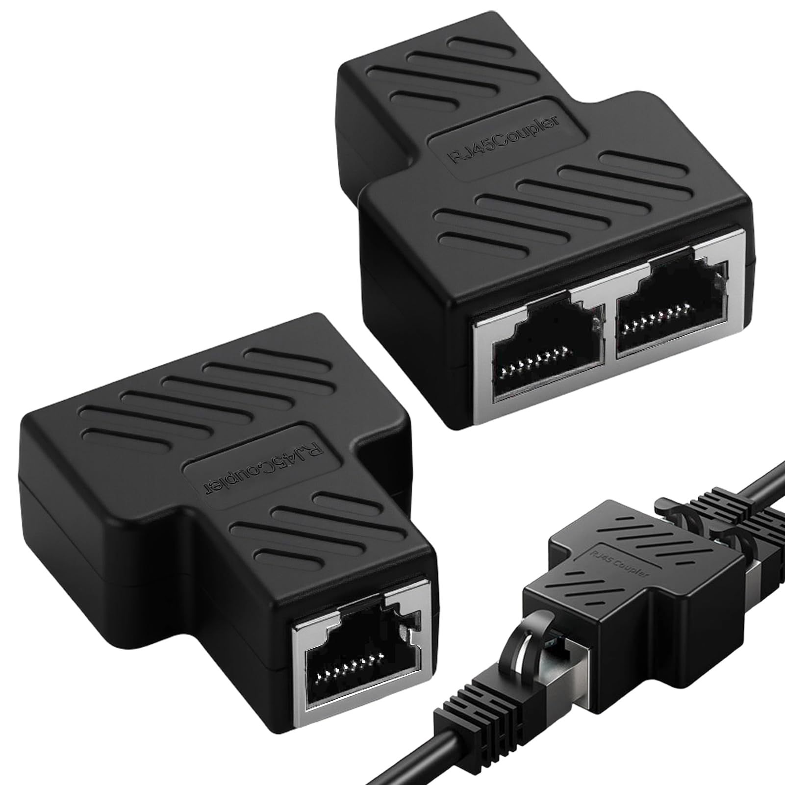 2 Piezas Empalme RJ45 1 a 2, Duplicador Ethernet Splitter Sin Corriente Divisor RJ45 para Cables Cat5 5e 6 7 8, Duplicador RJ45 para Computadora Enrutador, Ladron Ethernet 100Mbps Conectar y Usar — view 7