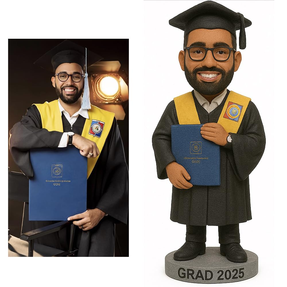 Anliv Art Customizable Bobblehead – Design Your Own Personalized Mini Action Figurine with Custom Skin Tone, Hair, Eyes & Accessories for Lovers, Family, Business, or Graduation Keepsake