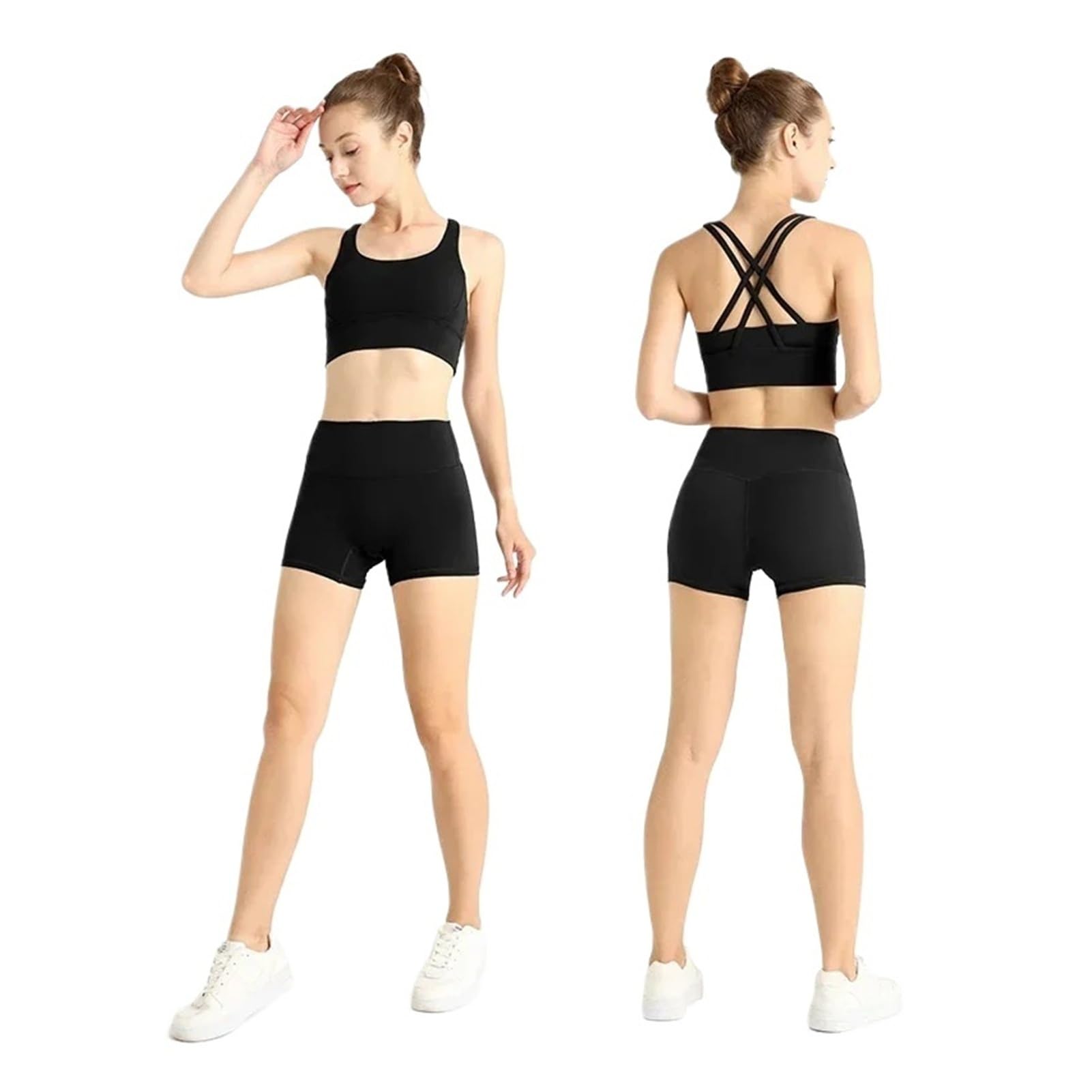 Ensemble de Yoga et Fitness sans Couture, 2 pièces, Soutien-Gorge croisé dans Le Dos, Haut Court, vêtements de Sport