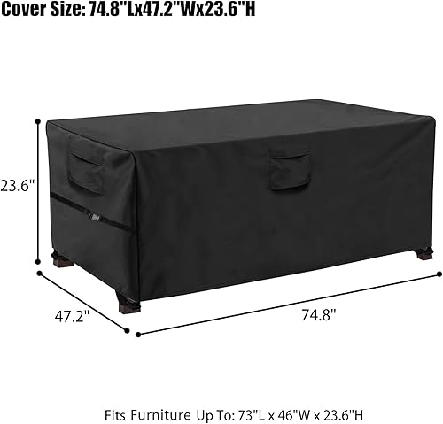 Miniatura 30 de WOMACO Funda resistente para mesa de patio, funda impermeable para muebles de exterior (negro, rectangular, 75 x 57 x 28 pulgadas)