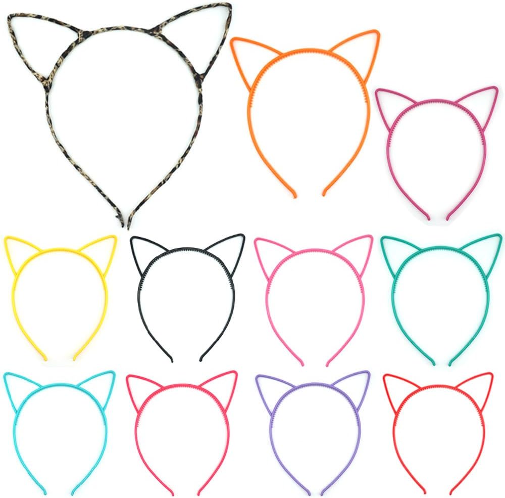 Manc GGBoutique Cat Ear Headbands Headwear Hair Head Bands Hair Accessories Wash Face Hairlace, Makeup Hairband Party Tool for Women and Girls Plastic 11PCS