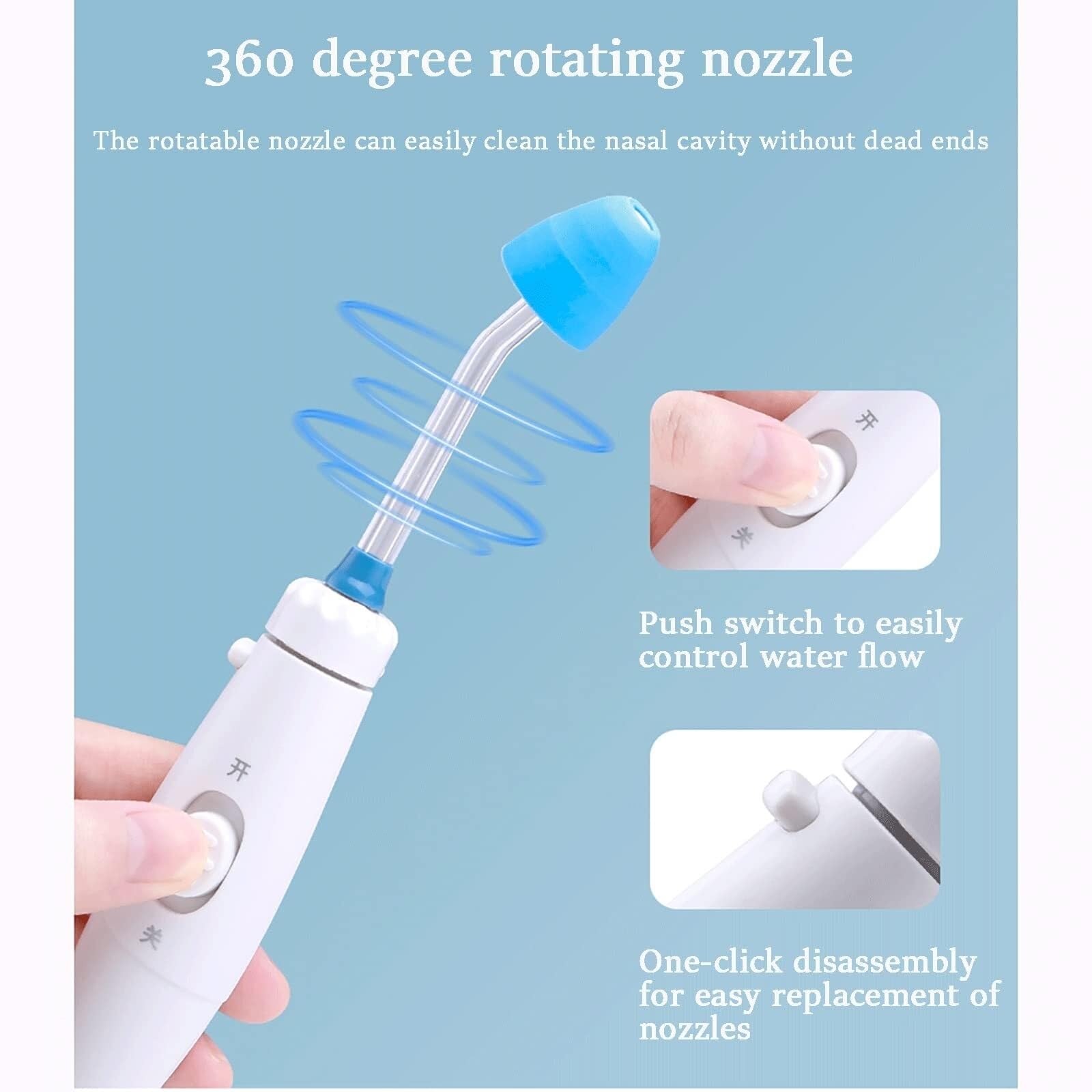 Neti Pot Elettrico, Kit for il risciacquo del seno Sistema di irrigazione del seno nasale Macchina elettrica for il risciacquo nasale pulsante con quattro beccucci, for alleviare il seno e le allergie
