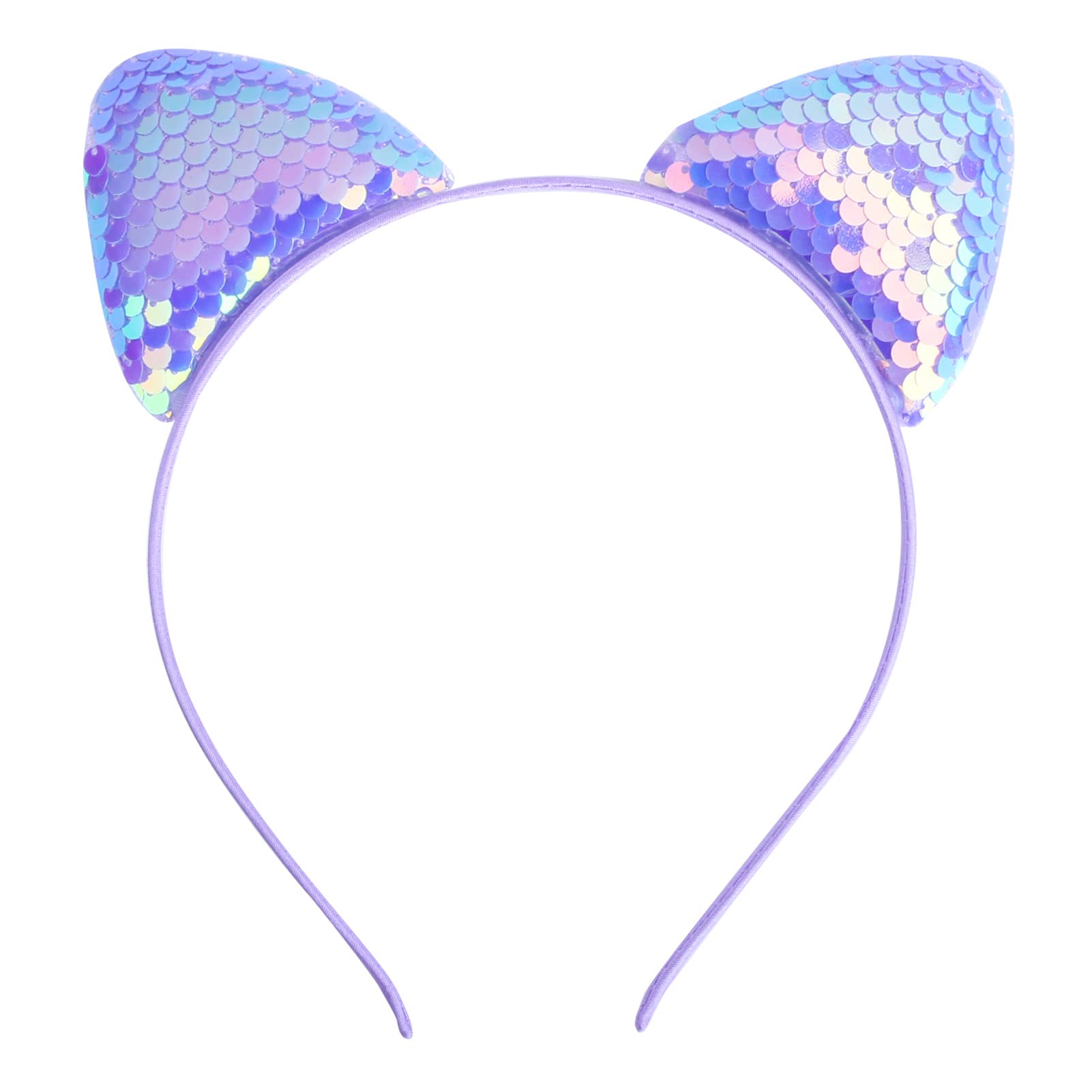 Diadema De Orejas De Gato Blanca Con Purpurina Rosa – Accesorio Para Carnaval, Halloween Y Fiestas Temáticas