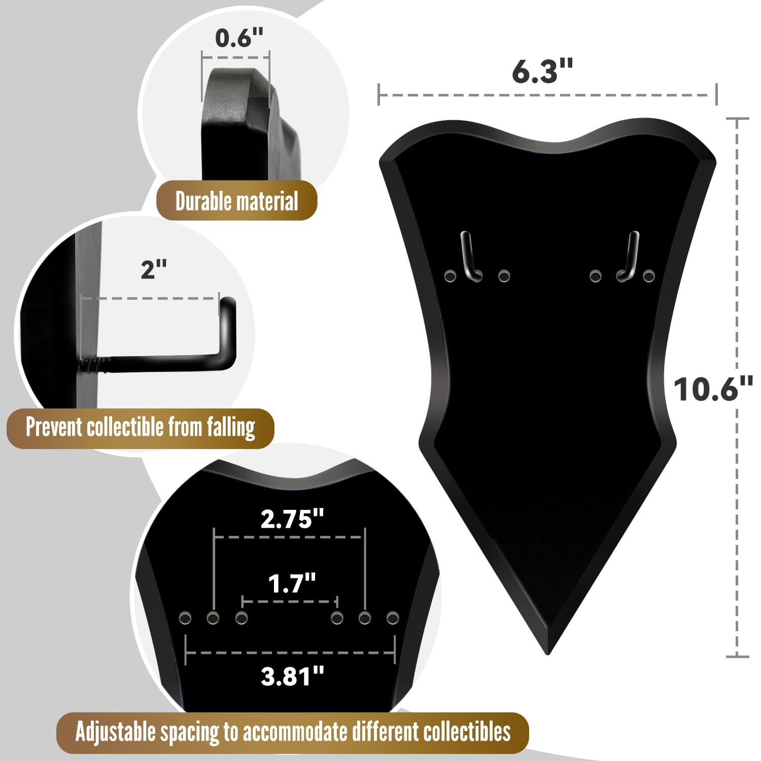 Supporto verticale da parete per spada medievale, in legno, per esporre spade e pugnali, per esporre armi da parete (1 pezzo medio)