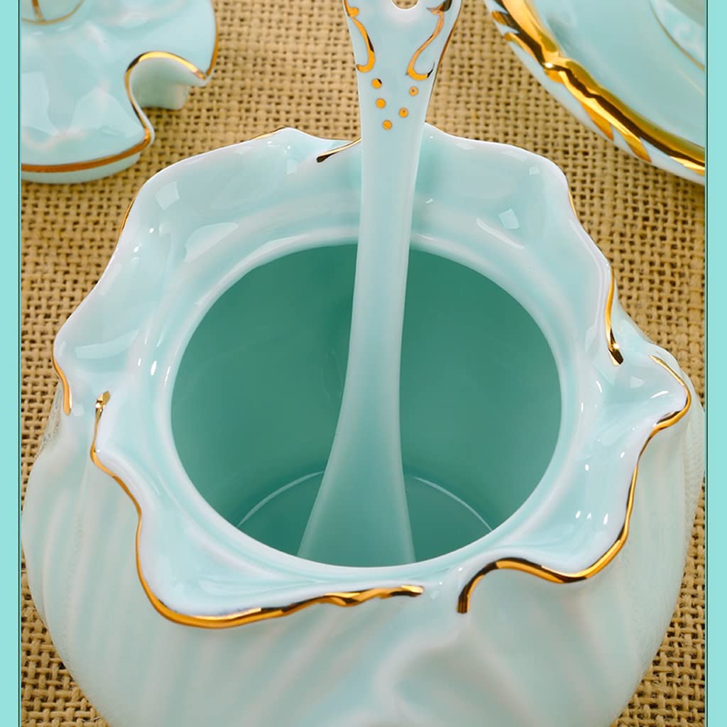 Kit Barattolo di Condimento Nuovo Set di vasetti di condimento in Ceramica Cinese Scatola di condimento in Porcellana Celadon Barattolo di Sale Barattolo di Zucchero Cucina Set Barattolo di Spezie