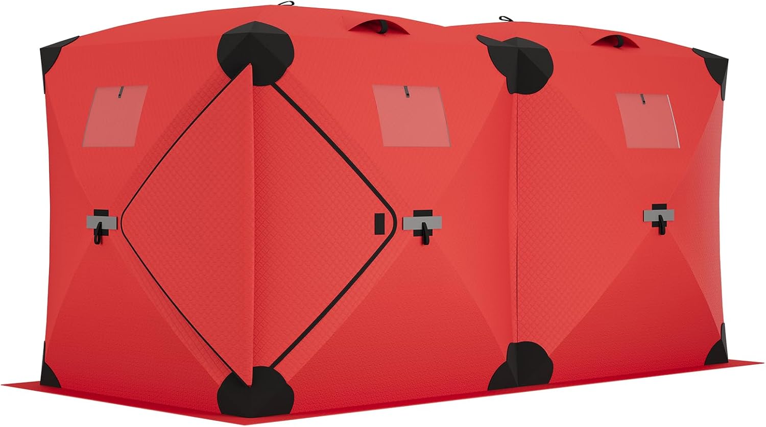 Portable Ice Fishing Tent - Spacious 3 to 4 Person Pop-Up Ice Shack for Winter Fishing - Durable and Weather Resistant - Red
