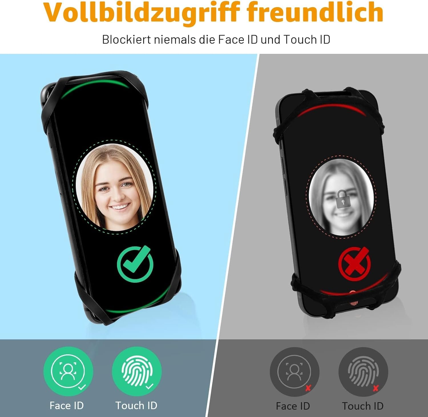 Porta Cellulare Bici, Universale Supporto Smartphone per Bici 360° Rotabile, Staccabile Telefono Porta per MTB Moto Bicicletta Compatibile con iPhone 17/16/15/14, Smartphone 4.5"-7.0" (Nero-4)