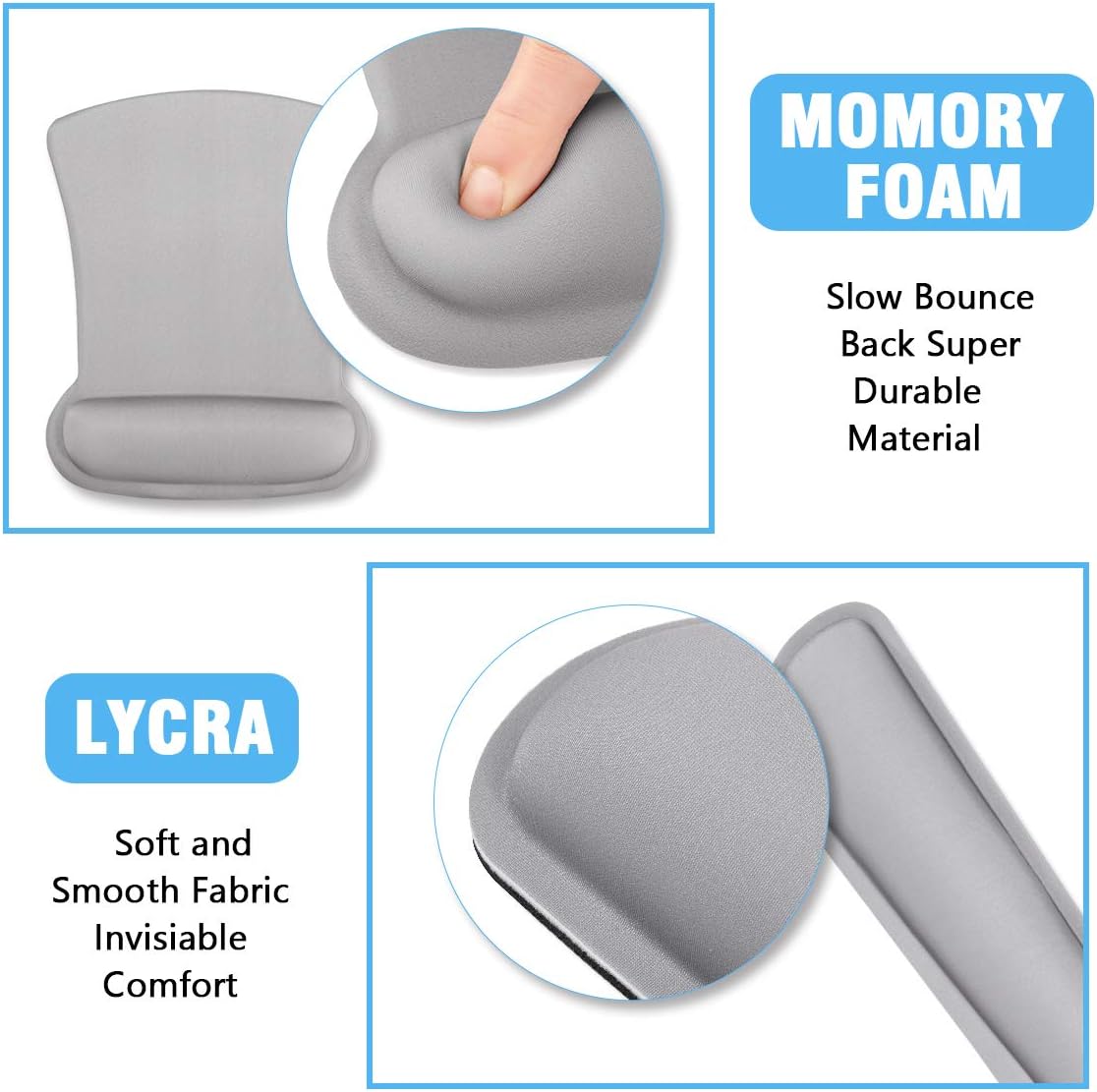 Memory Foam Ergonomic Keyboard Wrist Rest Pad and Mouse Wrist Rest Support Mouse Pad Set with Non-Slip Rubber Base Set for Office Gaming Easy Typing & Pain Relief-Gray