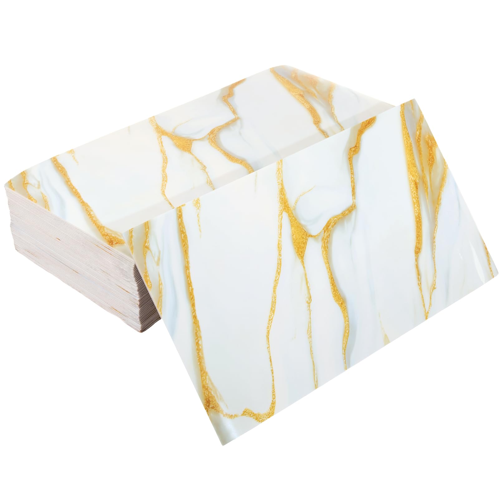 Minifactory 50pcs Marble Self Adhesive Wall Tiles, 30x60cm Peel and Stick Waterproof PVC Wall Tiles, High Gloss Marble Effect Kitchen Bathroom Wall Sticker, Decorative Wall Tiles (White Blue)