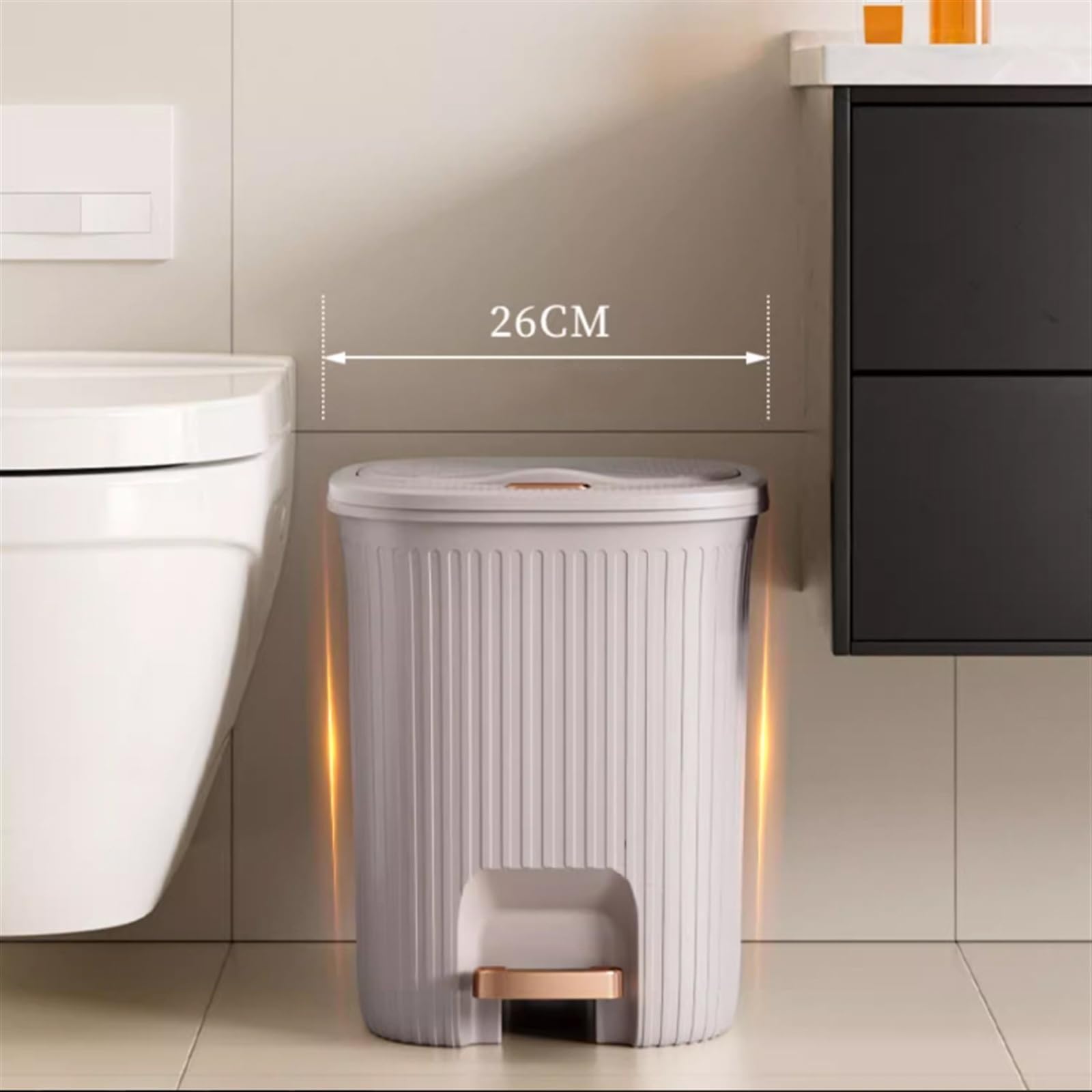 SOUJOY Pattumiera Stretta Con Coperchio A Pressione - 13L Trasparente - Design Salvaspazio Per Bagno, Cucina, Ufficio
