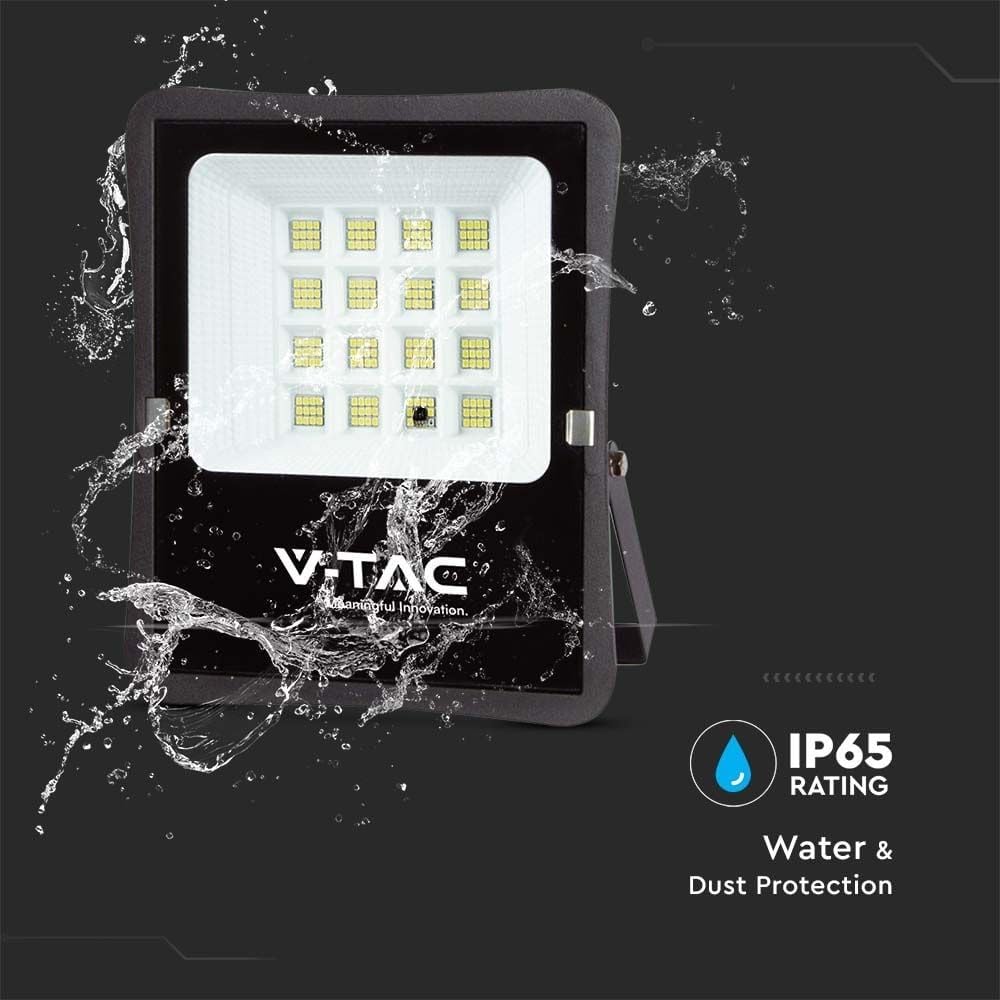 V-TAC Reflektor solarny – IP65 – czarna obudowa – 1600 lumenów – 6400 K