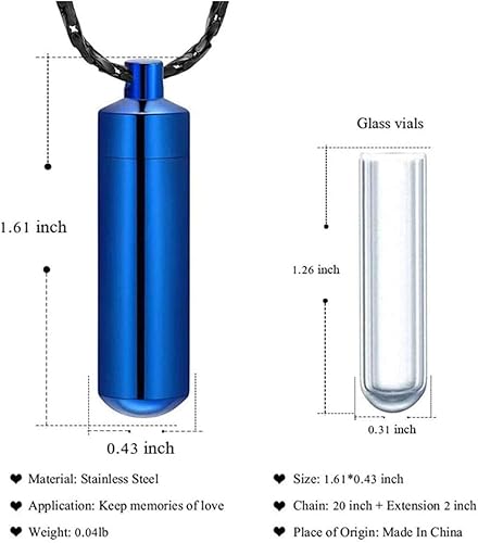 Miniatura 8 de Cenizas Recuerdo Urna Collar Cremación Joyas Ceniza cremada Colgante Botella de Vidrio Cenicero Collar Joyas conmemorativas-Plata