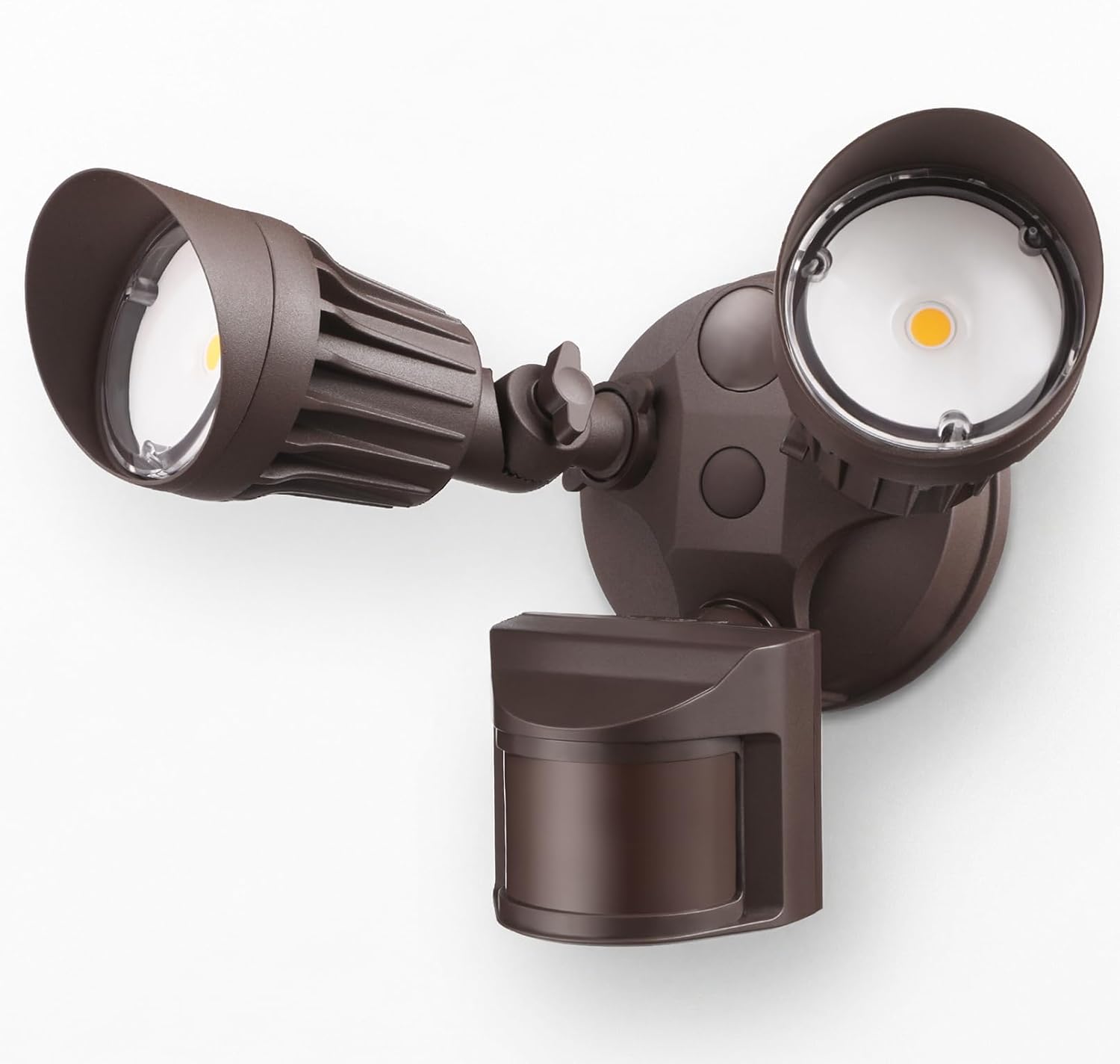 LEONLITE COB LED Security Light, Motion Sensor Outdoor Lights, Dusk to Dawn, 100-277V, ETL Listed, Adjustable Heads, Motion Detector Flood Light, Aluminum, IP65 Waterproof, 3000K Warm White, Bronze