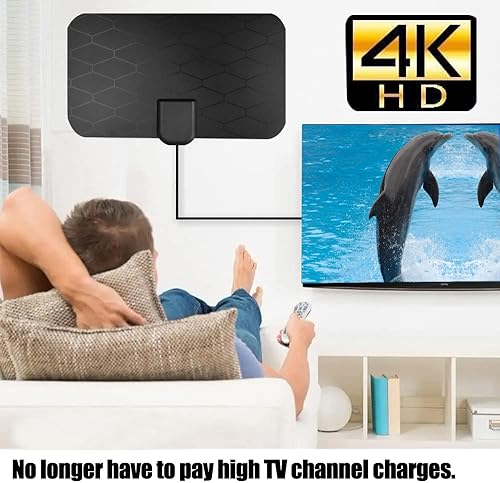 Vista 6 de Antena de TV digital para Smart TV, recepción de 360°, soporte de televisión inteligente 4K 1080p, amplificador de señal desmontable, antena HDTV