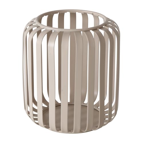 Boltze Windlicht Viki (beige Metall 12 cm hoch modernes Design handgearbeitet Garten Deko Tisch Deko Kerzen Zubehör Windlicht Teelicht Halter) 2045508