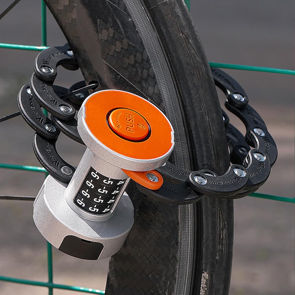 Lucchetto a Combinazione per Bici Moto, Codice a 4 Cifre Senza Chiave Antifurto ad Alta Sicurezza, Portatile con Supporto per Montaggio