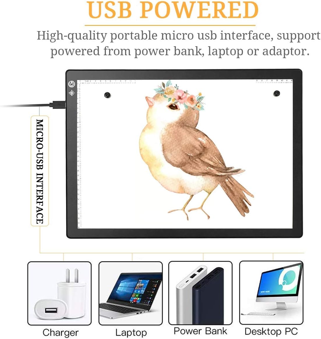 Light Box Drawing A4,Tracing Board with Brightness Adjustable for