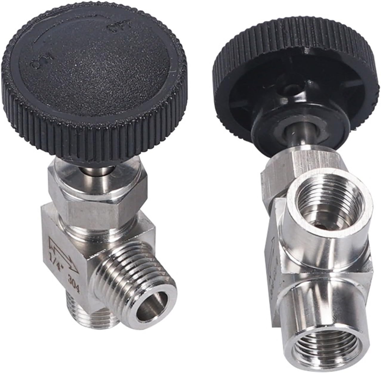 1/8" 1/4" 3/8" 1/2" BSPT Male/Female Needle Valve OD6 8 10mm Tube Stainless Steel 304 90 Degree Right Angle Flow Control(1/8",90 DEGREE_F-M)