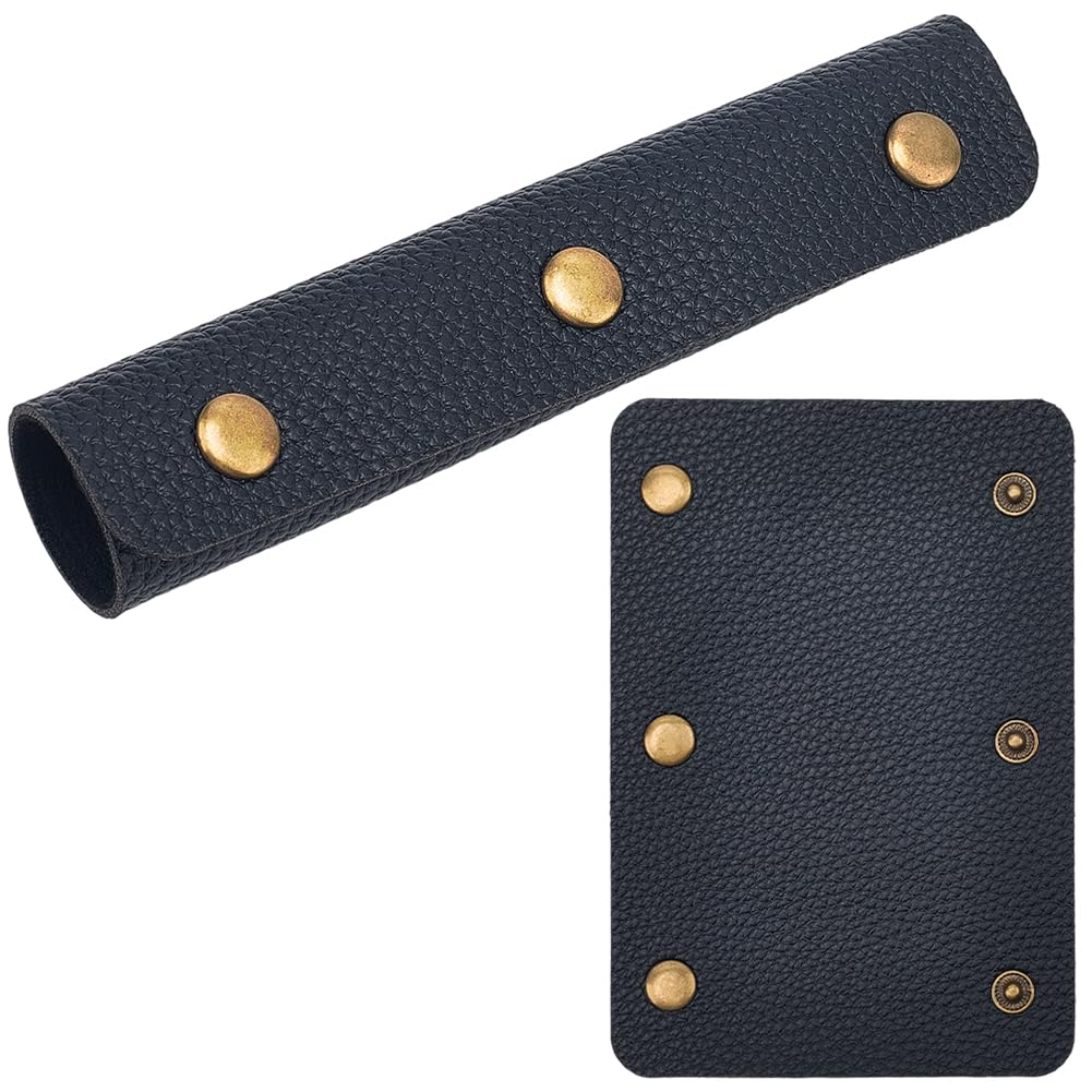 2 Funda de Piel Sintética para Asa de Bolso, Protector de Agarre con Botón A Presión de Metal, Almohadilla de Piel Suave para Correa de Equipaje, para Bolso, Maleta, Cartera, Compras