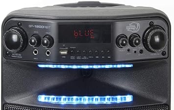 دولفين SP-1200RBT المحمولة حزب Bluetooh المتكلم ث/التحكم عن بعد والصوت المنشط الصمام الخفيفة تظهر، 12 ، بطارية طويلة الأمد
