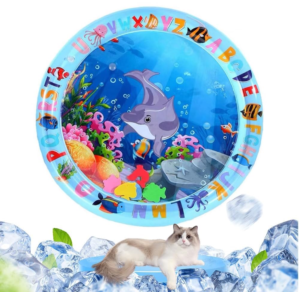 Alfombra de juego con sensor de agua para gatos, 2024, nueva alfombra de juego con sensor de agua interactivo, esterilla de agua inflable con comodidad fresca, almohadilla de sensor de agua para jugar