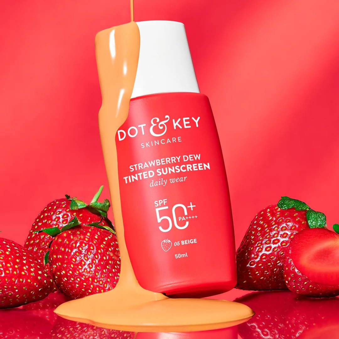 Dott & Keyy Tinted Sunscreen Foundation, SPF 50+ PA++++, Strawberry Dew (Beige Medium Deep - 05, 1.7 fl.oz.) Beige Medium Deep - 05 1.7 Fl Oz (Pack of 1)