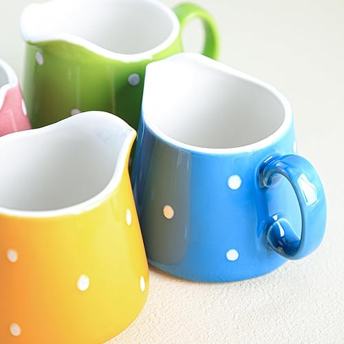 Miniatura 5 de CHOOLD Crema de cerámica de lunares con asa, jarra de crema de café y leche de 8.5 onzas para cocina