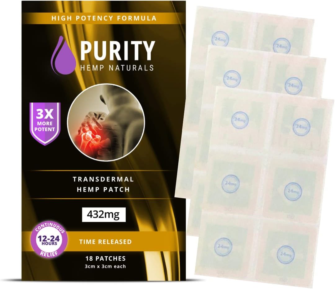 Hemp Patch 18 ct. (438 mg) Gold 3X More Potent 24 mg Patches. 24Hr Extended Release. Convenient & Discreet. for Use Anywhere, Anytime On Any Part of The Body.