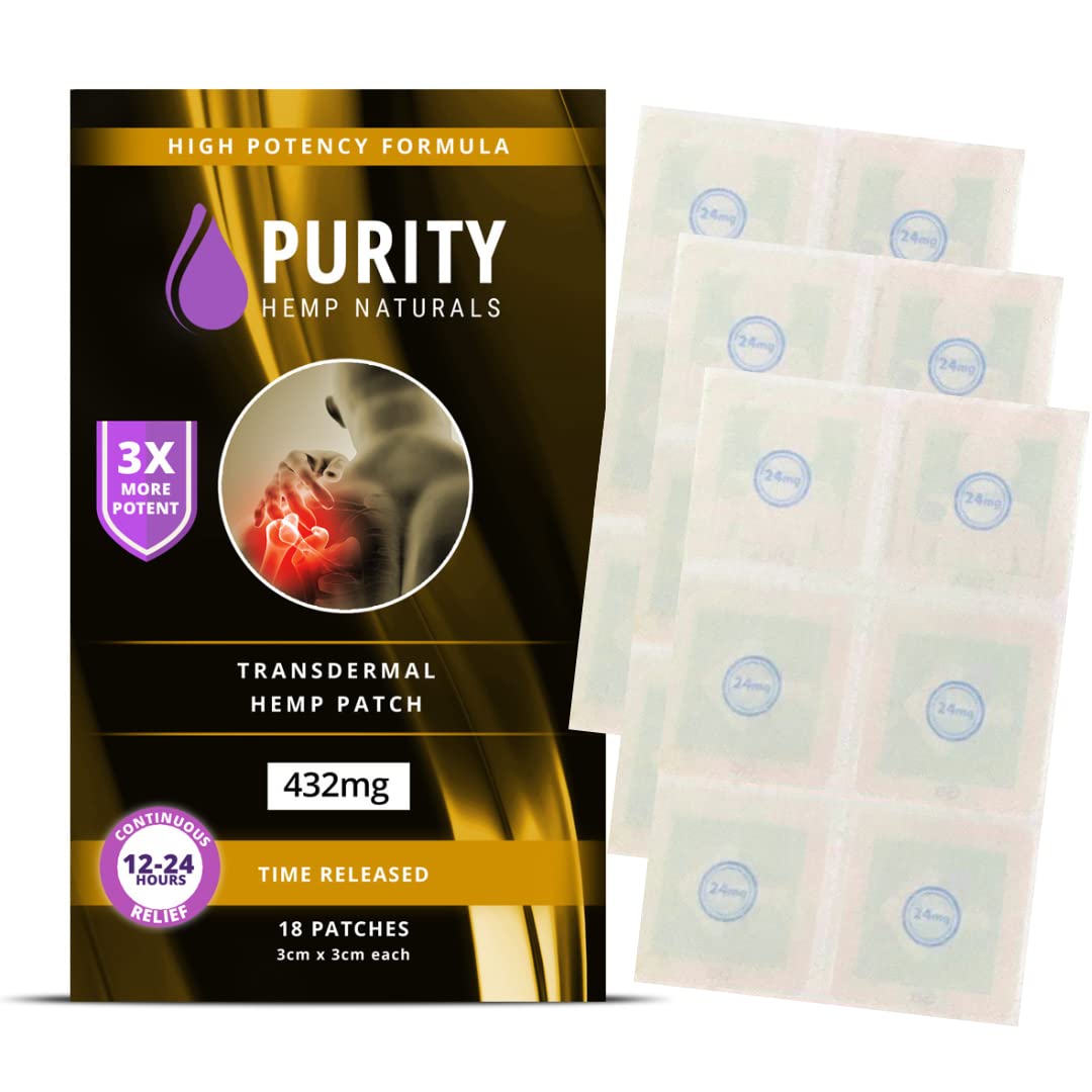 Hemp Patch 18 ct. (438 mg) Gold 3X More Potent 24 mg Patches. 24Hr Extended Release. Convenient & Discreet. for Use Anywhere, Anytime On Any Part of The Body.