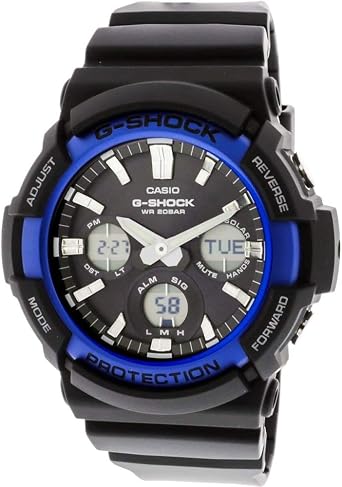 Casio Mens G-Shock Black Resin Band Standard Analog Digital Dial Tough Solar Watch, Black