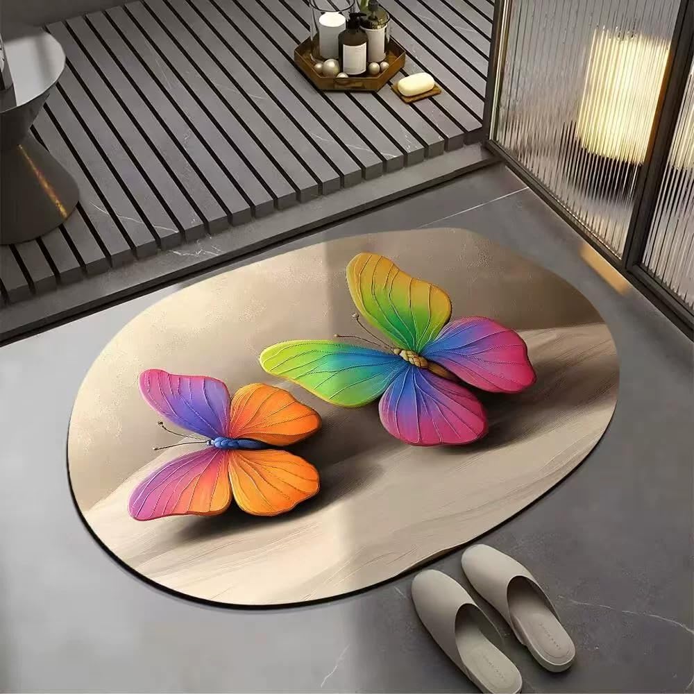 Tapis de salle de bain en caoutchouc antidérapant et absorbant à motif floral 3D XL