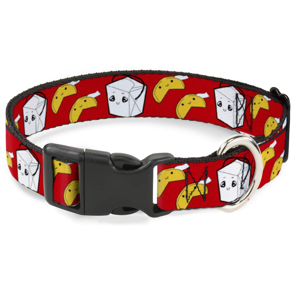 Collar Buckle Down con clip de plástico resistente y ajuste de 13 a 18 pulgadas en color rojo