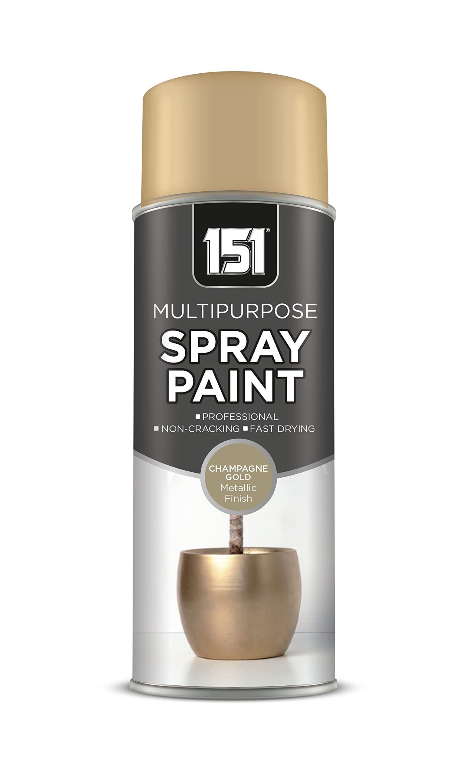 All Purpose Aerosol Spray Paint 400ml Quick Drying Spray, Fast Dry and Excellent Coverage for Metal, Wood, Plastic and More (1, Champagne Gold - 151)