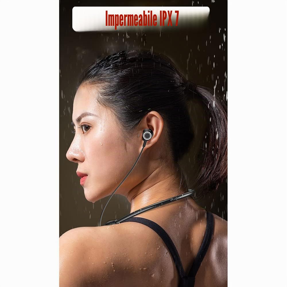 Cuffie Bluetooth,[Potente]25 Ore Auricolari In-Ear Bluetooth 5.0 con Stereo Surround 3D, Cuffie Wireless Magnetiche con Microfono, Bluetooth Sport per Corsa, Fitness, relax, musica