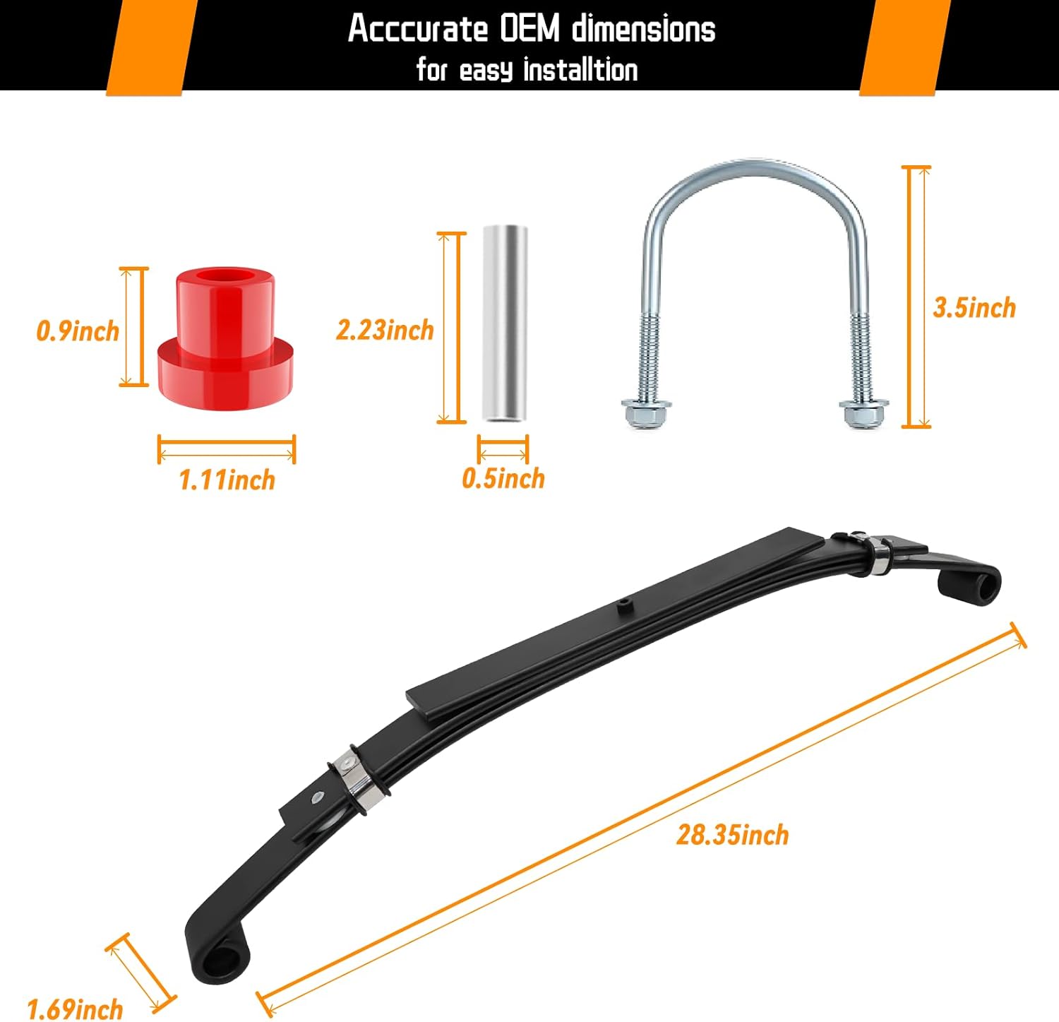 Golf Cart Heavy Duty Rear Spring Kit for Club Car DS 1981-2023 Golf Cart, Replaces OEM Leaf Spring Part, Included Spring Bushings & Sleeves Kit, Easy Install Smooth Ride Experience 3-Leaf 4-Leaf