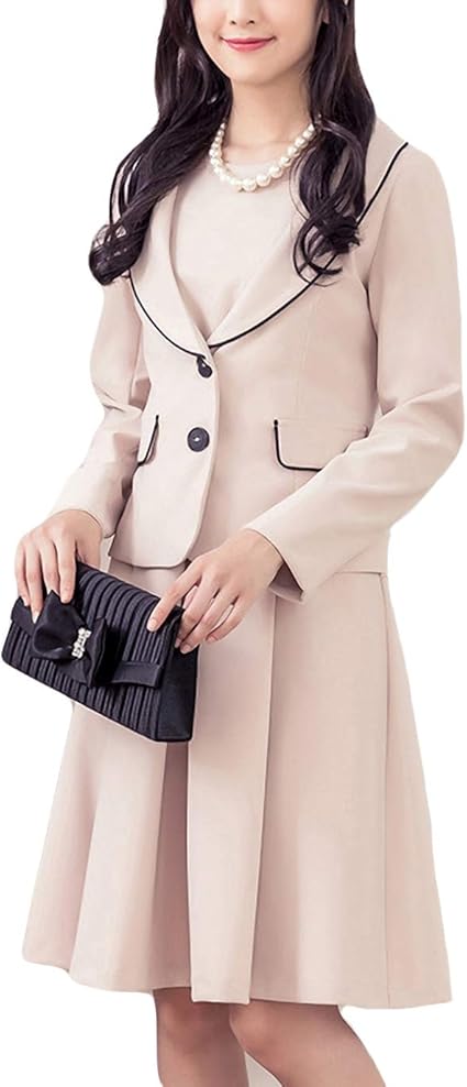 Amazon ショールカラー スーツ レディース フォーマル ママスーツ ジャケット ワンピース セットアップ 入園式 入学式 卒業式 卒園式 七五三 お宮参り 結婚式 二次会 ベージュ L スカートスーツ 通販