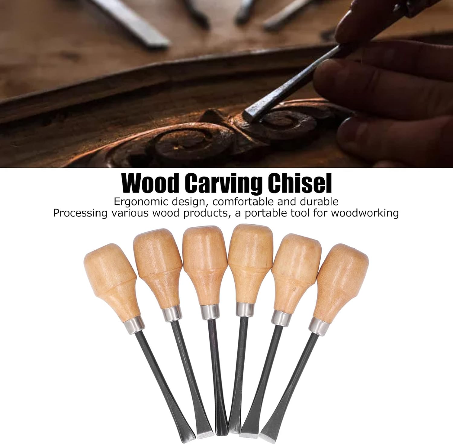 Hand Carving Tool Set, Gouges and Woodworking Chisel Set Wood Carving Chisel Set Kit Sculpture Hand Tools Hemispherical Handle DIY Art Craft Accessories