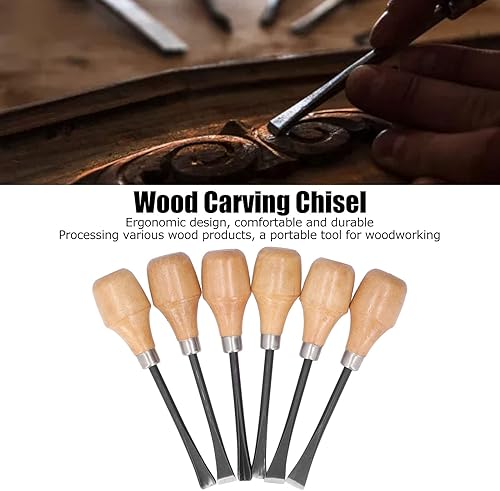 Miniatura 6 de Juego de herramientas de tallado a mano, juego de cinceles para tallar madera, juego de cinceles para tallar madera, herramientas manuales, mango
