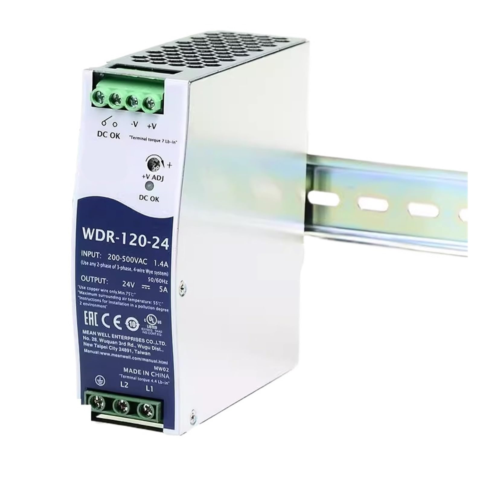 SWEWDSQG WDR-120 WDR-120-12 WDR-120-24 WDR-120-48 120W Single Output Industrial Power Supply(WDR-120-48V 2.5A)