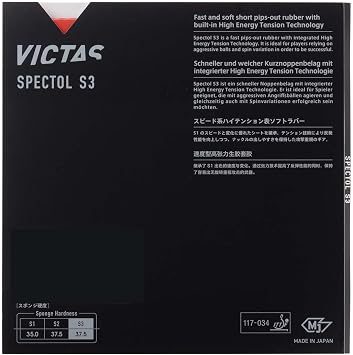 Victoras Spectol 210030 Table Tennis Rubber Spectrum S3 Speed Tension Table Soft Red/Black/Blue