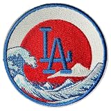 LA Baseball Patch | Japanese Heritage Great Wave Rising Sun Iron-On Badge