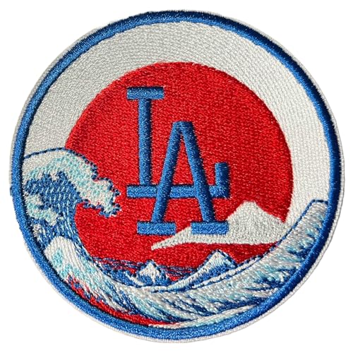 LA Baseball Patch | Japanese Heritage Great Wave Rising Sun Iron-On Badge