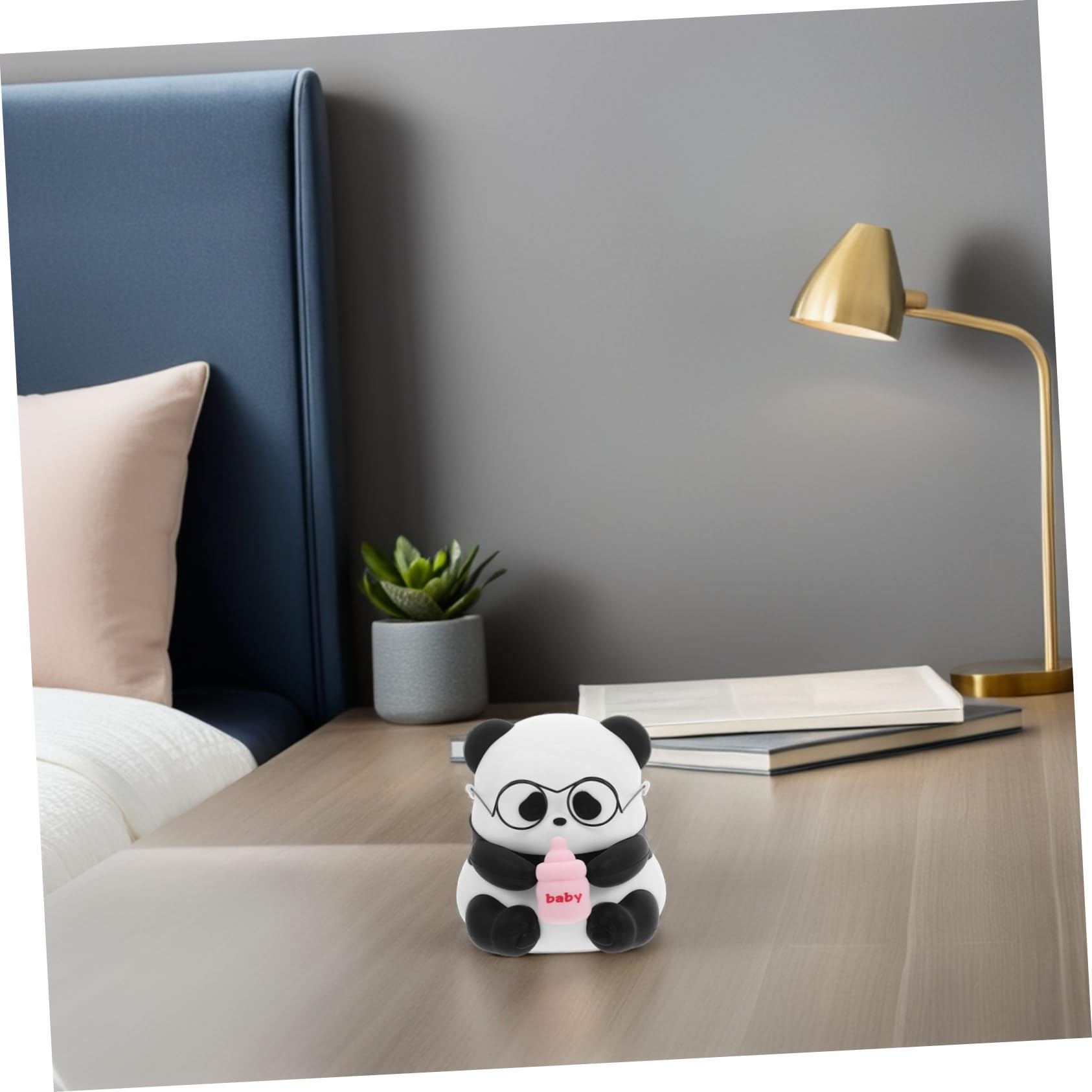 Operitacx Luz de Noche Recargable de Silicona con Diseño de Panda Sentado Luz con LED de Lámpara Portátil para Habitación Infantil y Dormitorio de Bebés