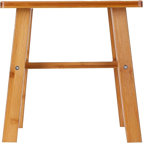 Miniatura 6 de Taburete de bambú para niños, taburete antideslizante para sala de estar y dormitorio (cuadrado mediano)