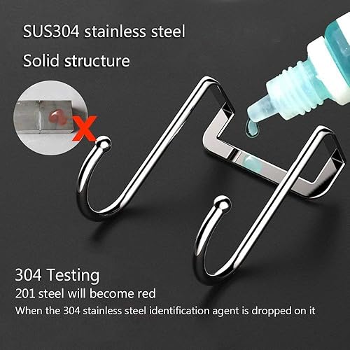 Miniatura 5 de Poeland Ganchos dobles de acero inoxidable 304 para cocina, baño, cajón, puerta de armario, puerta de gabinete, gancho de división de cubículo de