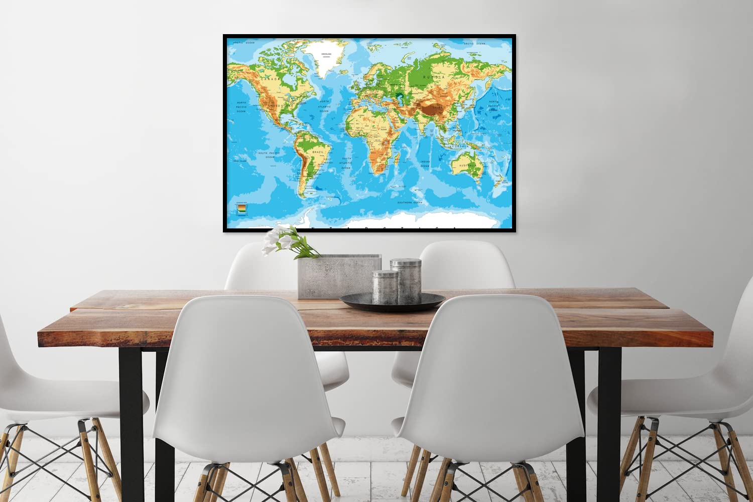 Poster Bilder Wanddeko Deko Wohnzimmer 120x80 cm Weltkarte - Atlas - Farben - Kinder - Jungen - Mädchen